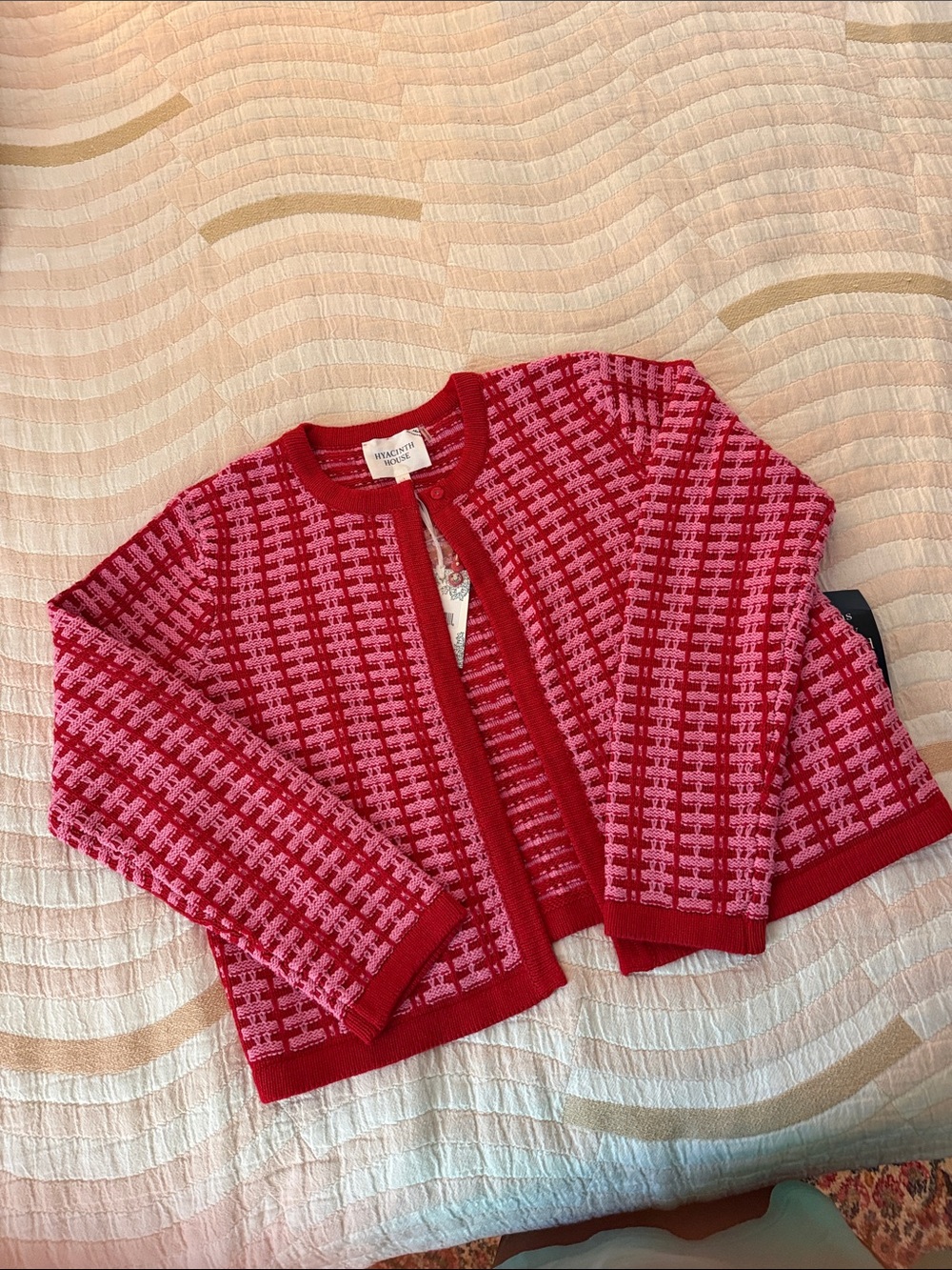 Hyacinth House Red and Pink Knit Cardigan